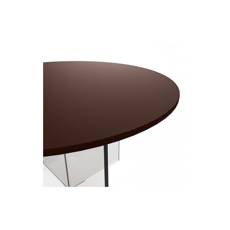 LeisureMod Valore Coffee Table with Round Tabletop and Cross Legs in Walnut 28
