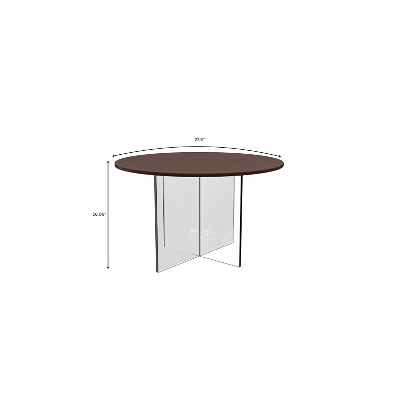 LeisureMod Valore Coffee Table with Round Tabletop and Cross Legs in Walnut 28