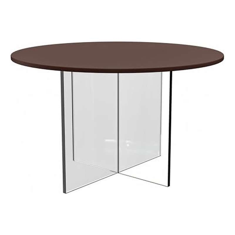 LeisureMod Valore Coffee Table with Round Tabletop and Cross Legs in Walnut 28