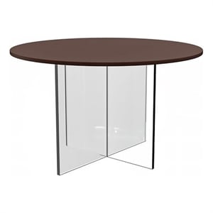 LeisureMod Valore Coffee Table with Round Tabletop and Cross Legs in Walnut 28&quot