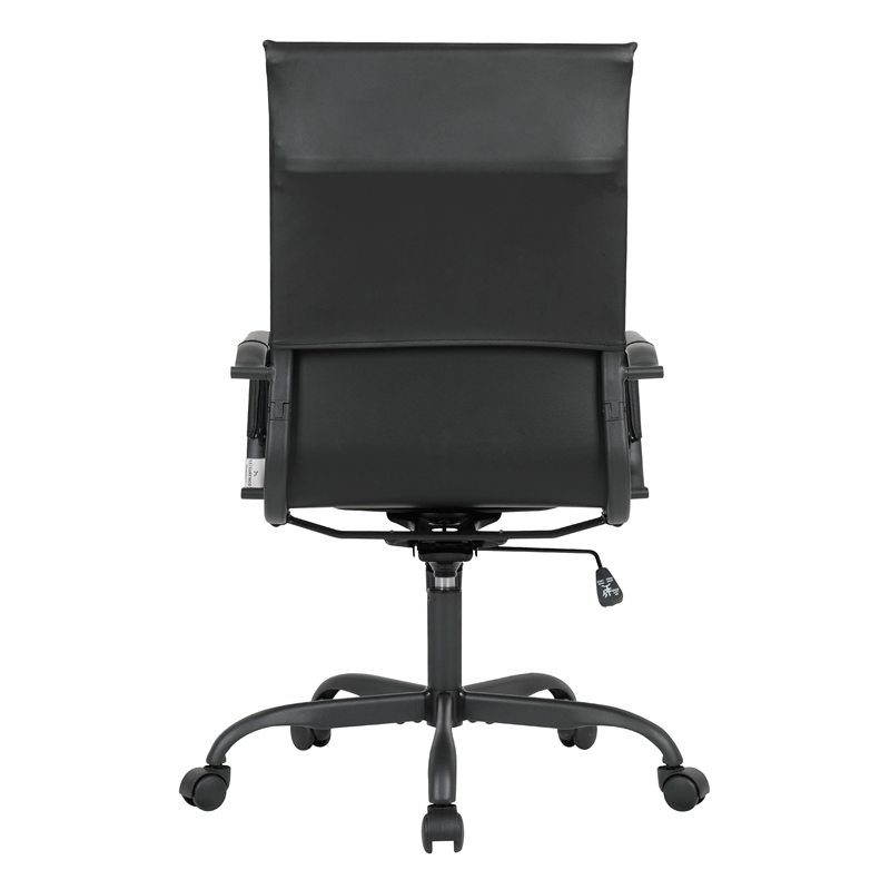 LeisureMod Harris High-Back Leather Office Chair in Black Iron in in Black