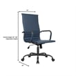 LeisureMod Harris High-Back Leather Office Chair in Black Iron in in Blue