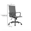 LeisureMod Harris High-Back Leather Office Chair in Black Iron in in Gray
