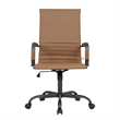 LeisureMod Harris High-Back Leather Office Chair in Black Iron in Light Brown