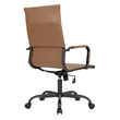 LeisureMod Harris High-Back Leather Office Chair in Black Iron in Light Brown