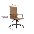 LeisureMod Harris High-Back Leather Office Chair in Black Iron in Light Brown