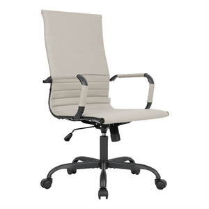 LeisureMod Harris High-Back Leather Office Chair in Black Iron in in Teal