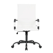 LeisureMod Harris High-Back Leather Office Chair in Black Iron in in White