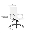 LeisureMod Harris High-Back Leather Office Chair in Black Iron in in White