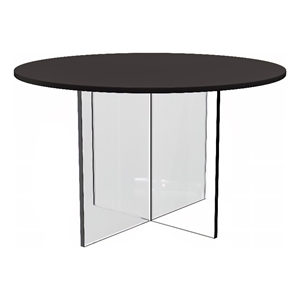LeisureMod Valore 28&quot Side Table with MDF Round Top and Acrylic Base in Black
