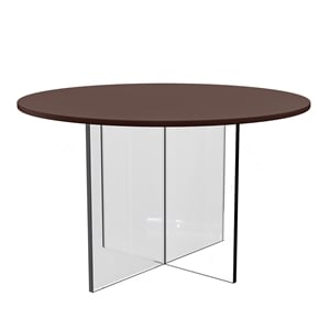 LeisureMod Valore 28&quot Side Table with MDF Round Top and Acrylic Base in Walnut
