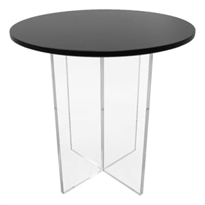 LeisureMod Valore 20&quot Side Table with MDF Round Top and Acrylic Base in Black