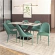 LeisureMod Seville Dining Chair with Leather Seat and Iron Legs in Green
