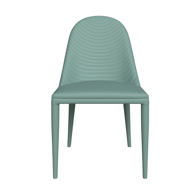 LeisureMod Seville Dining Chair with Leather Seat and Iron Legs in Green