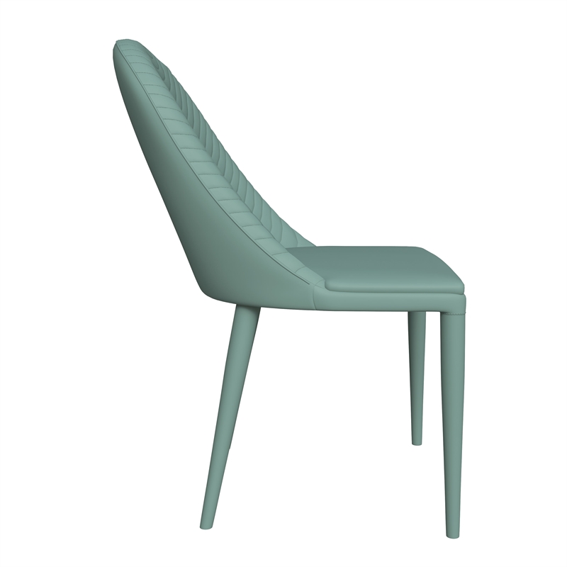 LeisureMod Seville Dining Chair with Leather Seat and Iron Legs in Green