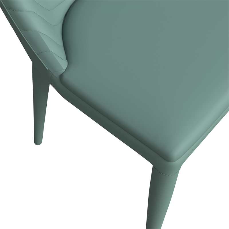 LeisureMod Seville Dining Chair with Leather Seat and Iron Legs in Green