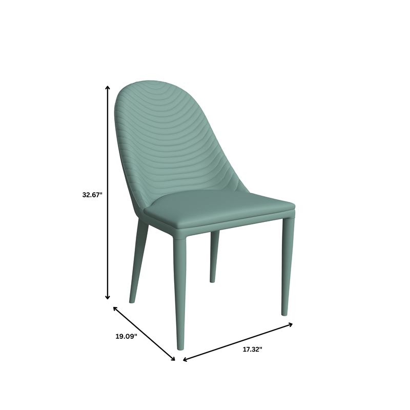 LeisureMod Seville Dining Chair with Leather Seat and Iron Legs in Green