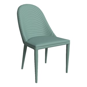 LeisureMod Seville Dining Chair with Leather Seat and Iron Legs in Green