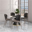 LeisureMod Mosaic Upholstered Fabric Dining Chair with Metal Legs in Charcoal