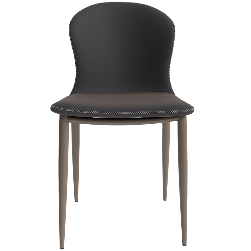 LeisureMod Mosaic Upholstered Fabric Dining Chair with Metal Legs in Charcoal