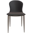 LeisureMod Mosaic Upholstered Fabric Dining Chair with Metal Legs in Charcoal