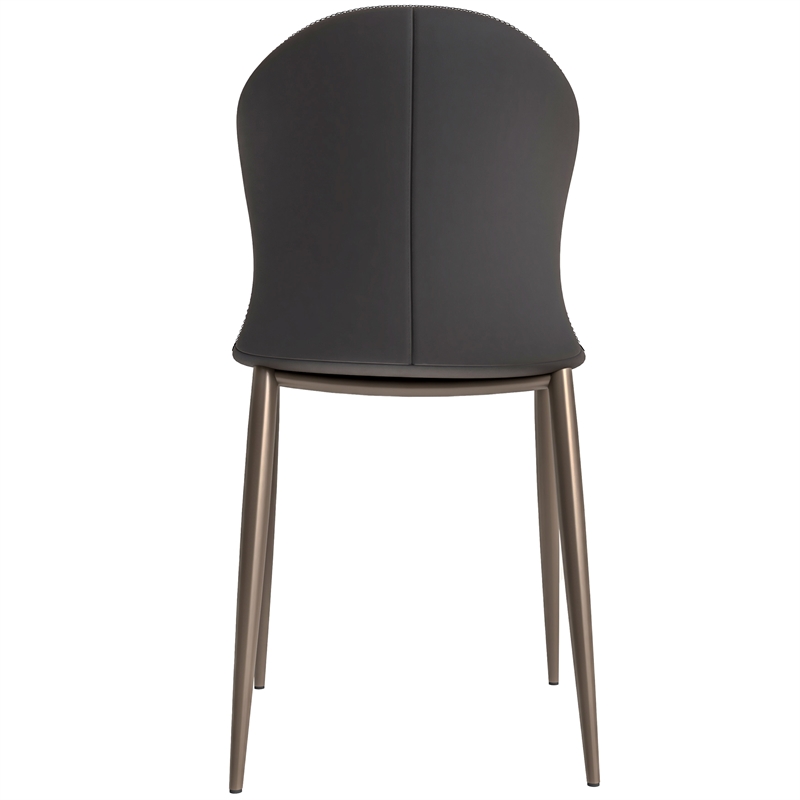 LeisureMod Mosaic Upholstered Fabric Dining Chair with Metal Legs in Charcoal