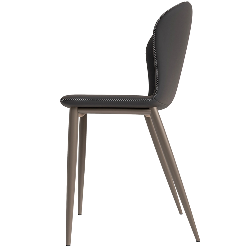 LeisureMod Mosaic Upholstered Fabric Dining Chair with Metal Legs in Charcoal