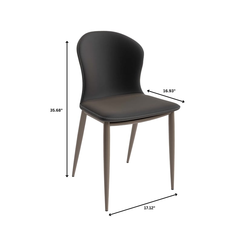 LeisureMod Mosaic Upholstered Fabric Dining Chair with Metal Legs in Charcoal