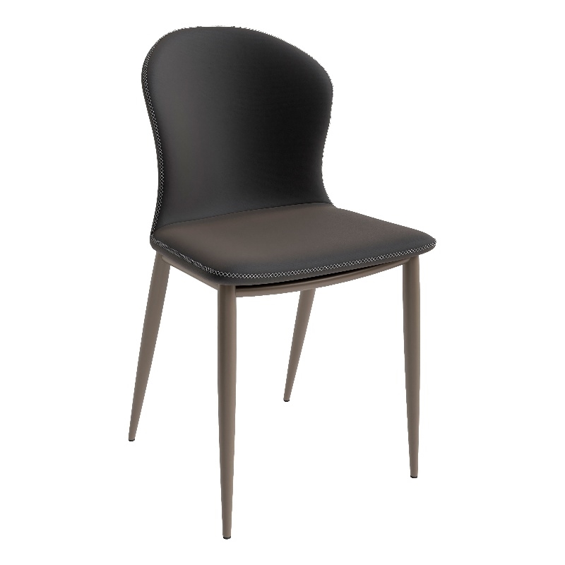 LeisureMod Mosaic Upholstered Fabric Dining Chair with Metal Legs in Charcoal