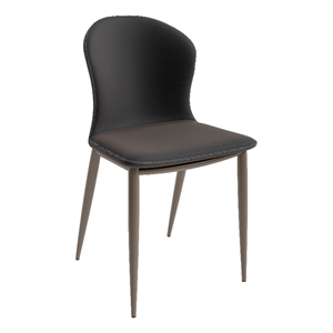 LeisureMod Mosaic Upholstered Fabric Dining Chair with Metal Legs in Charcoal