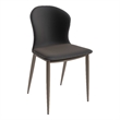 LeisureMod Mosaic Upholstered Fabric Dining Chair with Metal Legs in Charcoal
