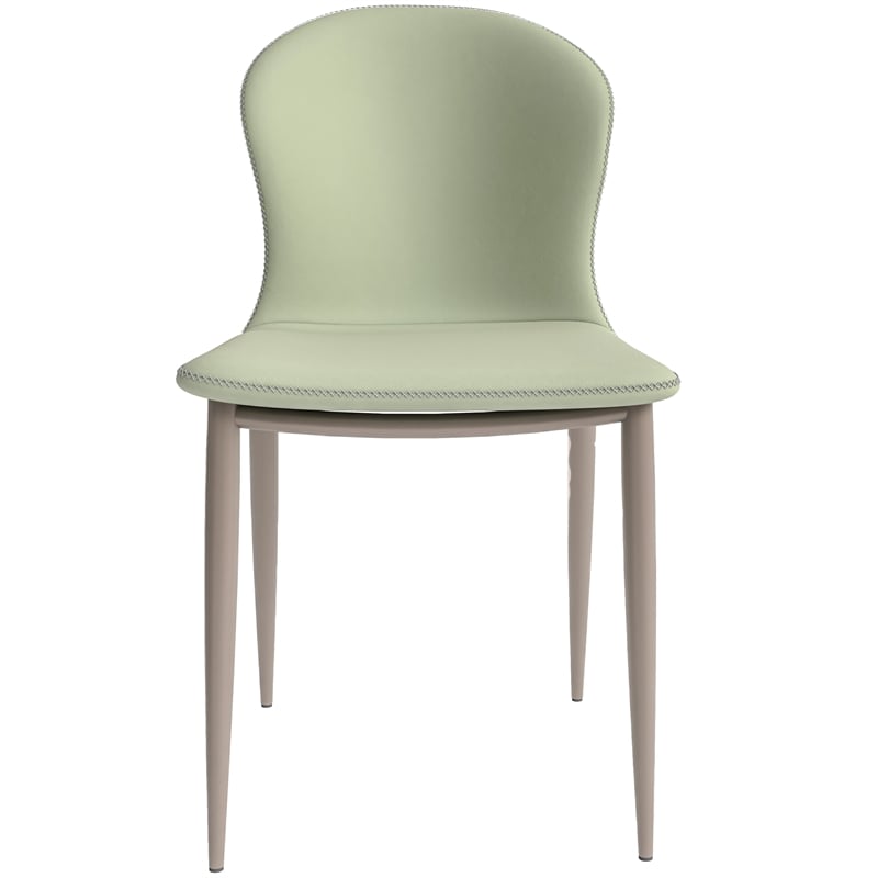 LeisureMod Mosaic Upholstered Fabric Dining Chair with Metal Legs in Light Grey