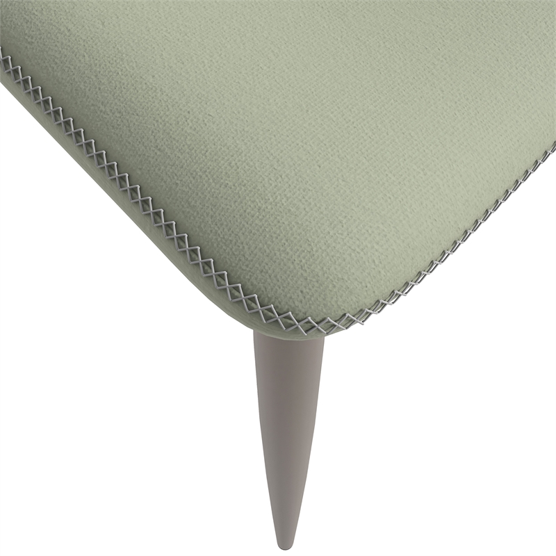 LeisureMod Mosaic Upholstered Fabric Dining Chair with Metal Legs in Light Grey