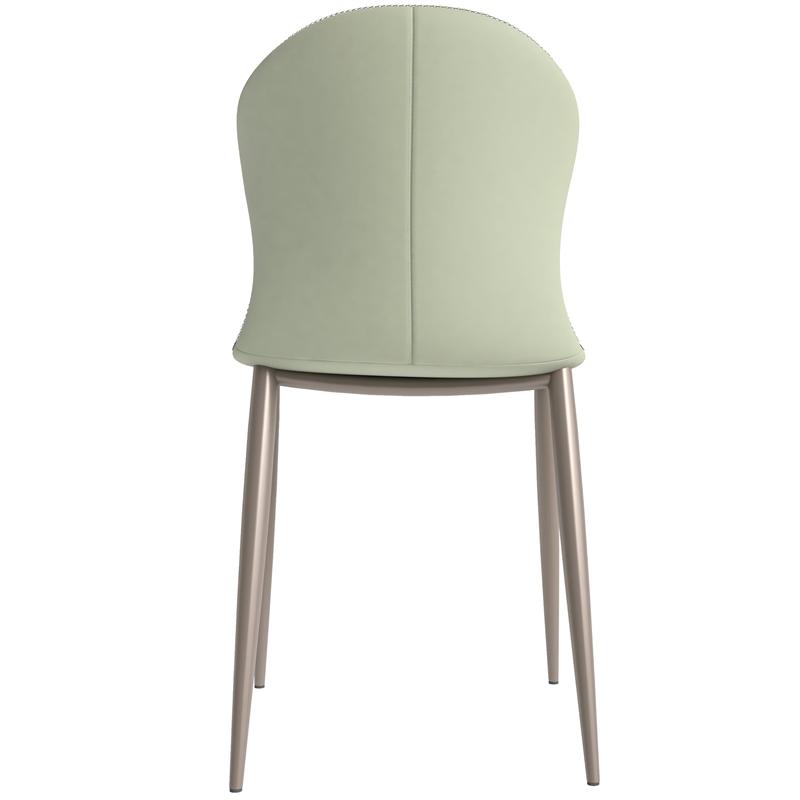 LeisureMod Mosaic Upholstered Fabric Dining Chair with Metal Legs in Light Grey