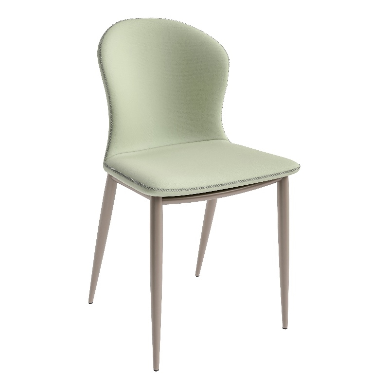 LeisureMod Mosaic Upholstered Fabric Dining Chair with Metal Legs in Light Grey