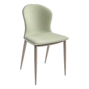 LeisureMod Mosaic Upholstered Fabric Dining Chair with Metal Legs in Light Grey