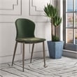 LeisureMod Mosaic Upholstered Fabric Dining Chair with Metal Legs in Olive Green