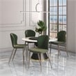LeisureMod Mosaic Upholstered Fabric Dining Chair with Metal Legs in Olive Green