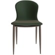 LeisureMod Mosaic Upholstered Fabric Dining Chair with Metal Legs in Olive Green