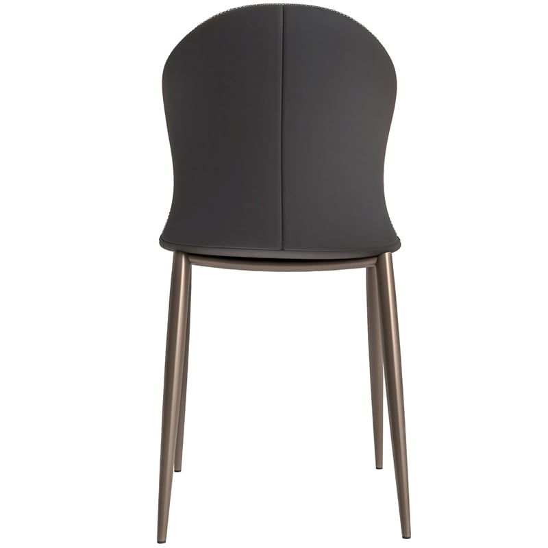 LeisureMod Mosaic Upholstered Fabric Dining Chair with Metal Legs in Olive Green