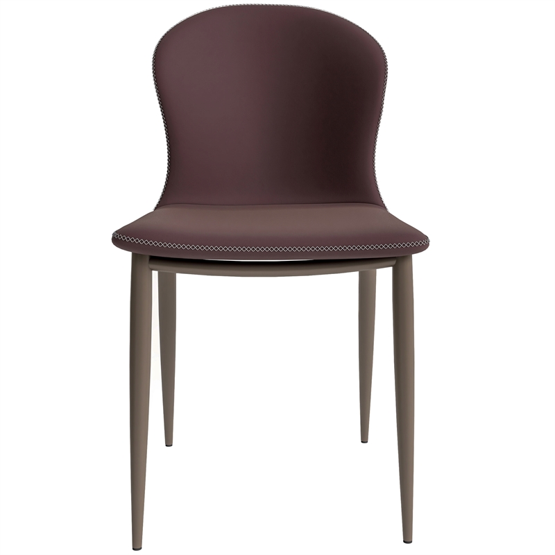 LeisureMod Mosaic Upholstered Fabric Dining Chair with Metal Legs in Plum Purple