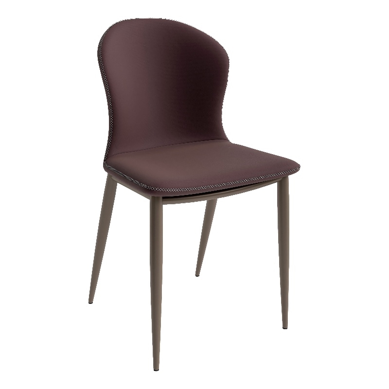 LeisureMod Mosaic Upholstered Fabric Dining Chair with Metal Legs in Plum Purple
