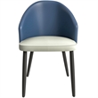 LeisureMod Paradiso Dining Chair with PU Leather Seat in Blue and White