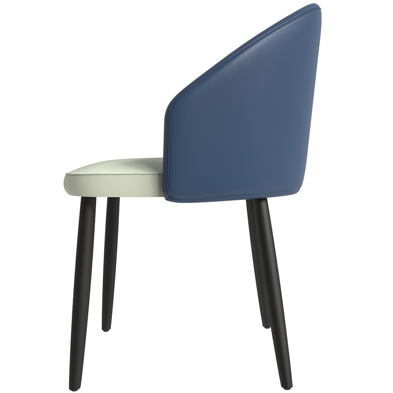 LeisureMod Paradiso Dining Chair with PU Leather Seat in Blue and White