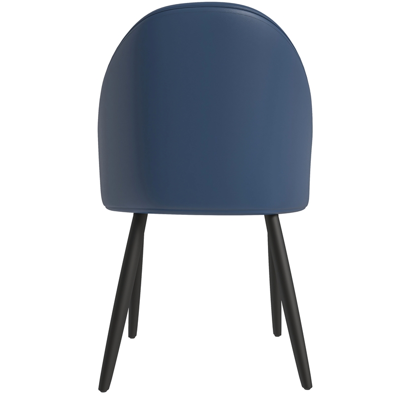 LeisureMod Paradiso Dining Chair with PU Leather Seat in Blue and White
