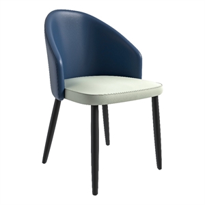LeisureMod Paradiso Dining Chair with PU Leather Seat in Blue and White