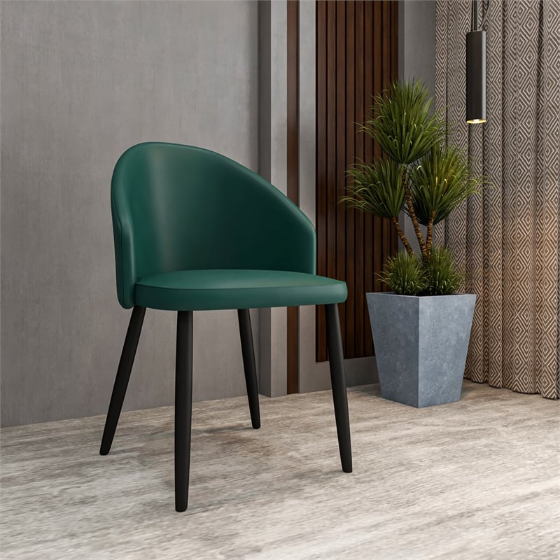 LeisureMod Paradiso Dining Chair with PU Leather Seat in Green