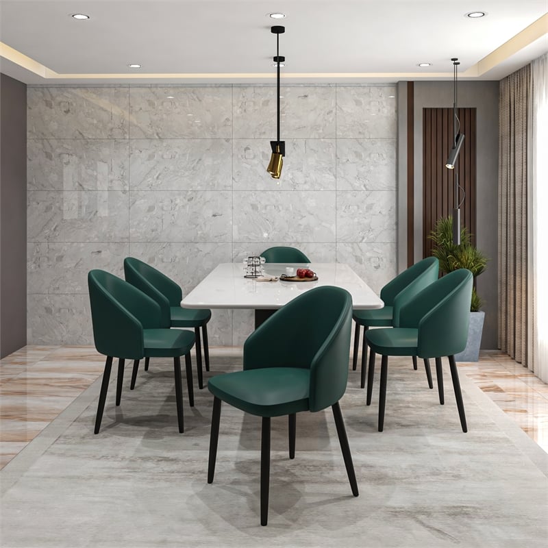 LeisureMod Paradiso Dining Chair with PU Leather Seat in Green