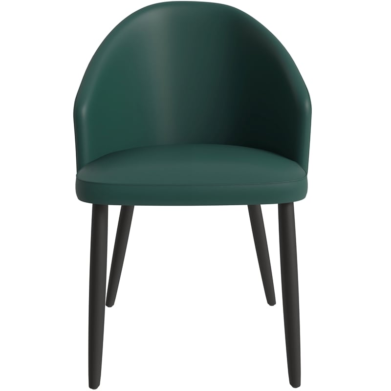 LeisureMod Paradiso Dining Chair with PU Leather Seat in Green