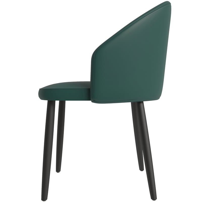 LeisureMod Paradiso Dining Chair with PU Leather Seat in Green